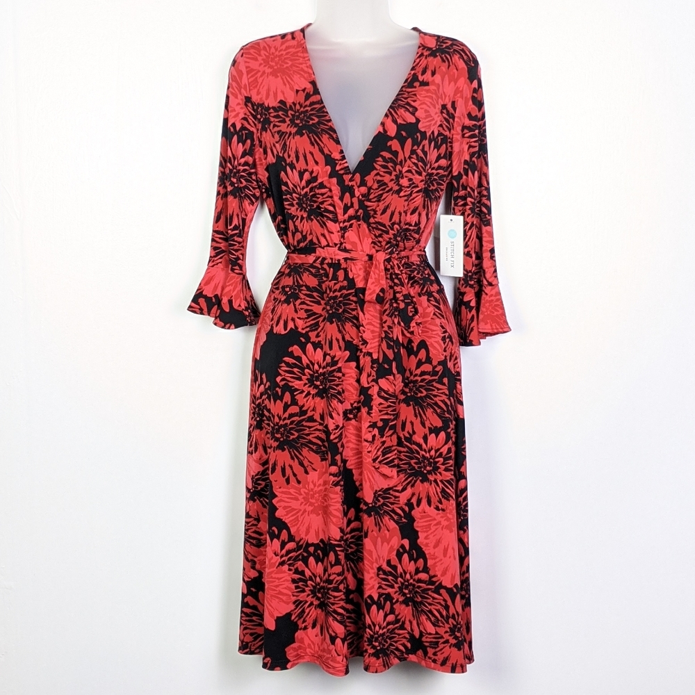 Leota Ryann Faux Wrap Knit Dress Size M